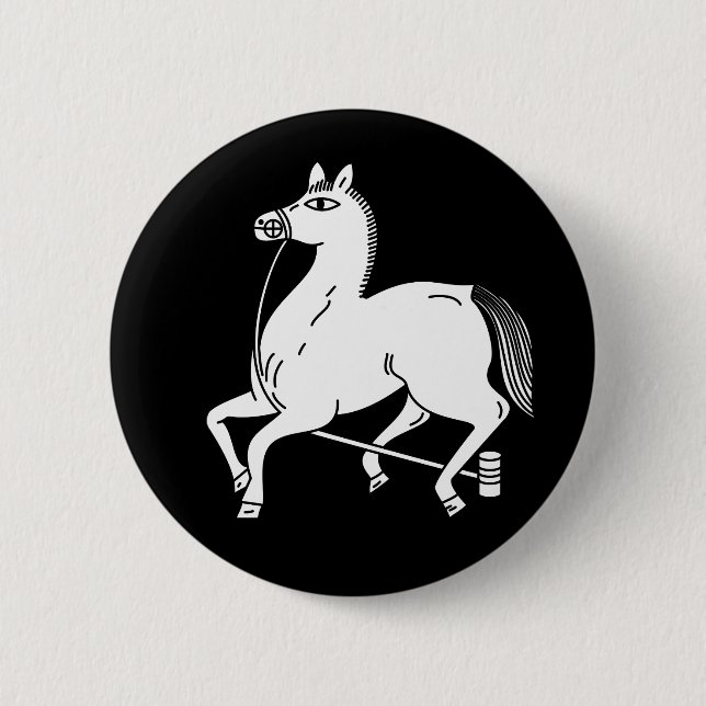 Badge Rond 5 Cm Cheval champion attaché (Devant)