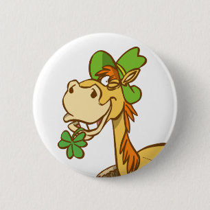 Badge Rond 5 Cm Cheval chanceux de bande dessinée sur le bouton d