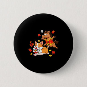 Badge Rond 5 Cm Cheval Chinois Corgi Drôle Enfants Hommes Femmes H