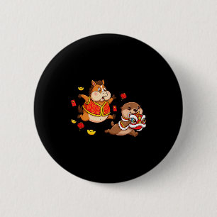 Badge Rond 5 Cm Cheval Chinois Loutre Drôle Enfants Hommes Femmes