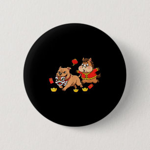 Badge Rond 5 Cm Cheval Chinois Pitbull Drôle Enfants Hommes Femmes