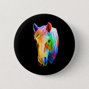 Badge Rond 5 Cm Cheval Coloré Art Horseback Riding Lover Artsy Ho