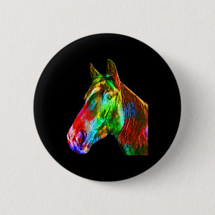 Badge Rond 5 Cm Cheval Coloré Art Horseback Riding Lover Artsy Ho