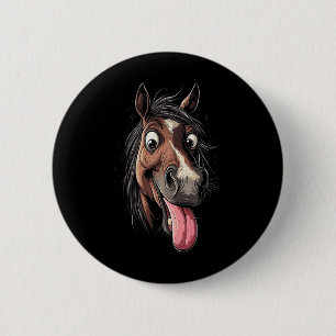 Badge Rond 5 Cm Cheval cool Montrant Langue Chevaux Équitation À C