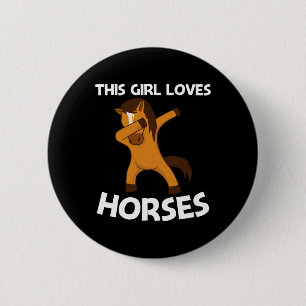 Badge Rond 5 Cm Cheval cool Pour Filles Enfants Dabbing Pony Saddl