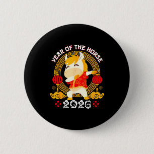 Badge Rond 5 Cm Cheval Dabbing Nouvel An Chinois de l'Année du Che