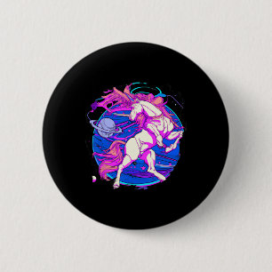 Badge Rond 5 Cm Cheval Dans L'Espace Saut Galloping Équitation