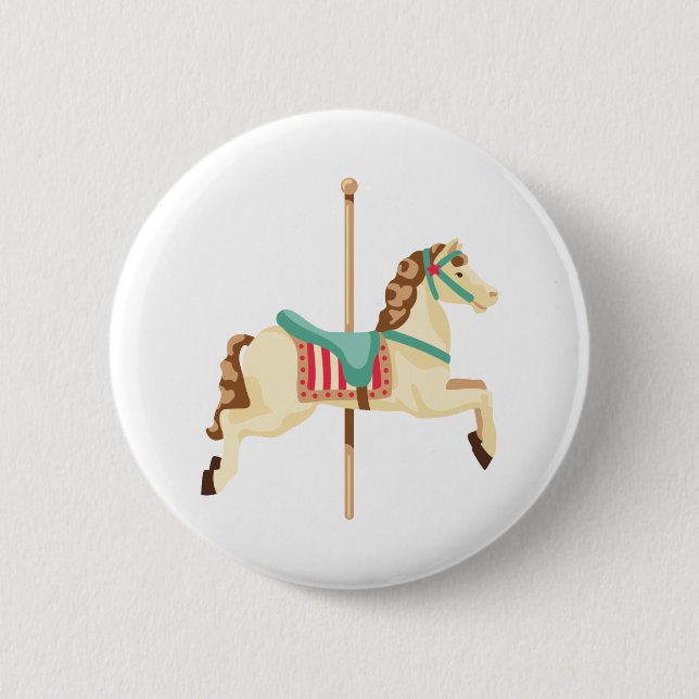 Badge Rond 5 Cm Cheval de carrousel (Devant)
