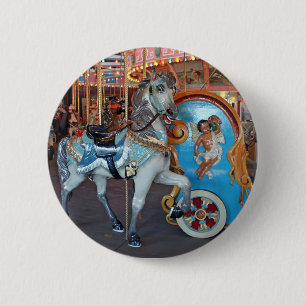 Badge Rond 5 Cm Cheval de carrousel avec l'ange !