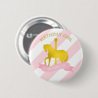 Cheval de Carrousel rose "fille d'anniversaire"