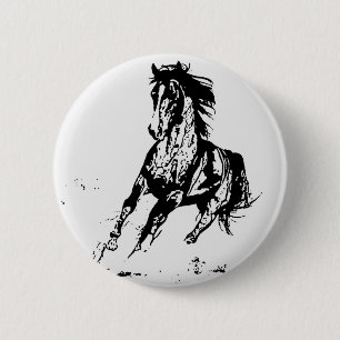 Badge Rond 5 Cm Cheval de dessin de bande dessinée