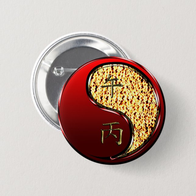 Badge Rond 5 Cm Cheval de feu (Devant & derrière)