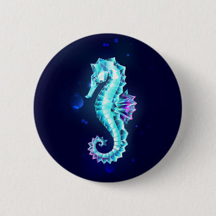 Badge Rond 5 Cm Cheval de mer de glace cristal sur Arrière - plan