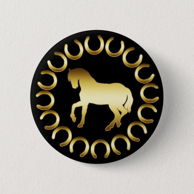 BADGE ROND 5 CM CHEVAL D'OR (Devant)