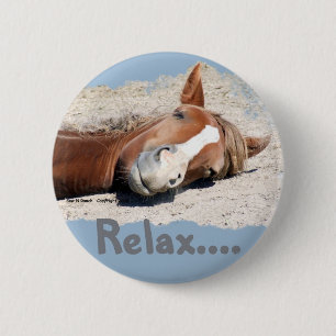 Badge Rond 5 Cm Cheval drôle : Détendez