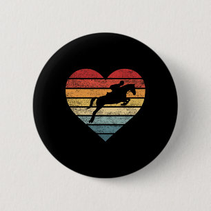 Badge Rond 5 Cm Cheval du Coucher du soleil rétro cavalier équestr