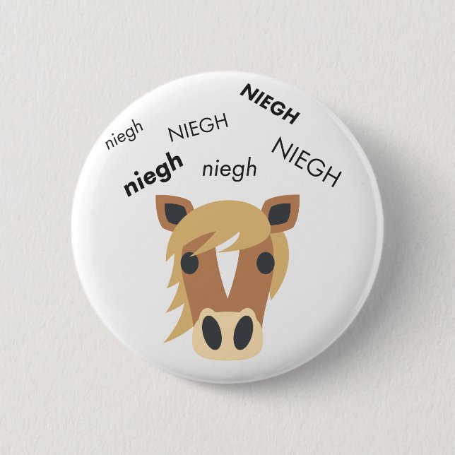 Badge Rond 5 Cm Cheval Emoji mignon d'henissement (Devant)