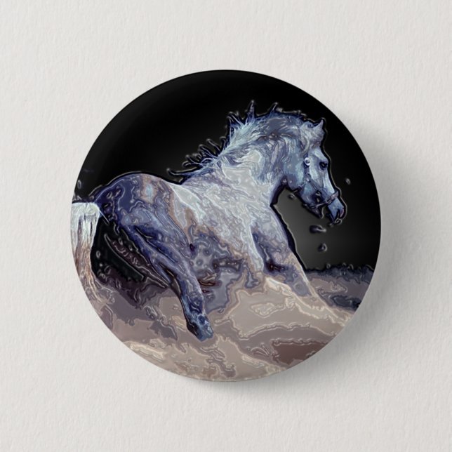 Badge Rond 5 Cm Cheval en action (Devant)