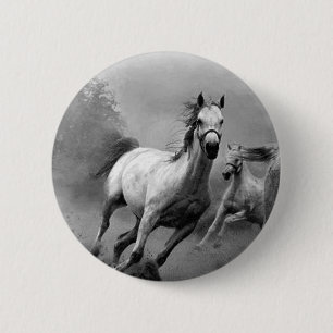 Badge Rond 5 Cm Cheval en course
