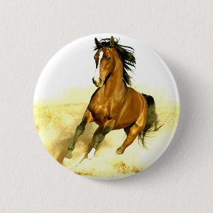 Badge Rond 5 Cm Cheval en course