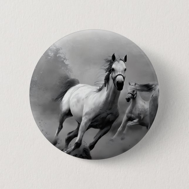 Badge Rond 5 Cm Cheval en course (Devant)