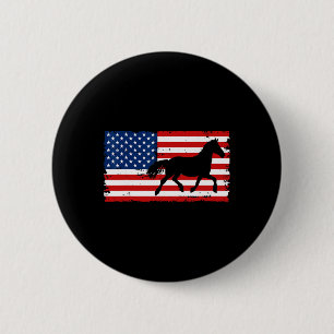 Badge Rond 5 Cm Cheval Equestria US Drapeau Vintage sang chaud Dre