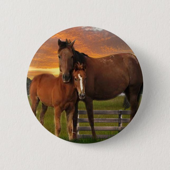 Badge Rond 5 Cm Cheval et poney (Devant)