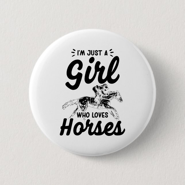 Badge Rond 5 Cm Cheval fille | Équitation Rider Cheval Idée cadeau (Devant)