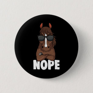 Badge Rond 5 Cm Cheval Fille Nope Femmes Équitation