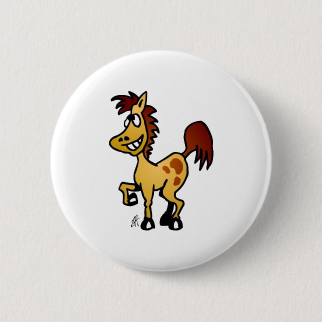 Badge Rond 5 Cm Cheval fou (Devant)