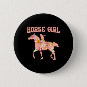 Badge Rond 5 Cm Cheval Girl - Cheval équitation Cheval cavalier Ho