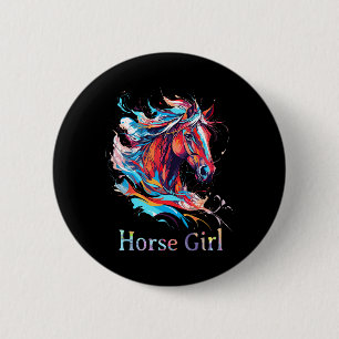 Badge Rond 5 Cm Cheval Girl Equestre cavalier Horseback équitation