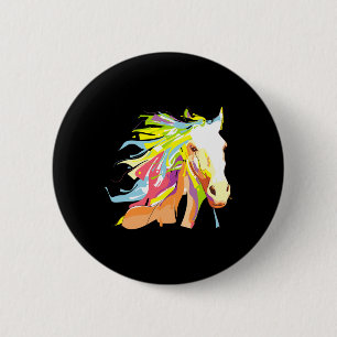 Badge Rond 5 Cm Cheval Head Rainbow Art