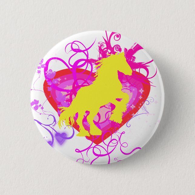 Badge Rond 5 Cm cheval jaune (Devant)