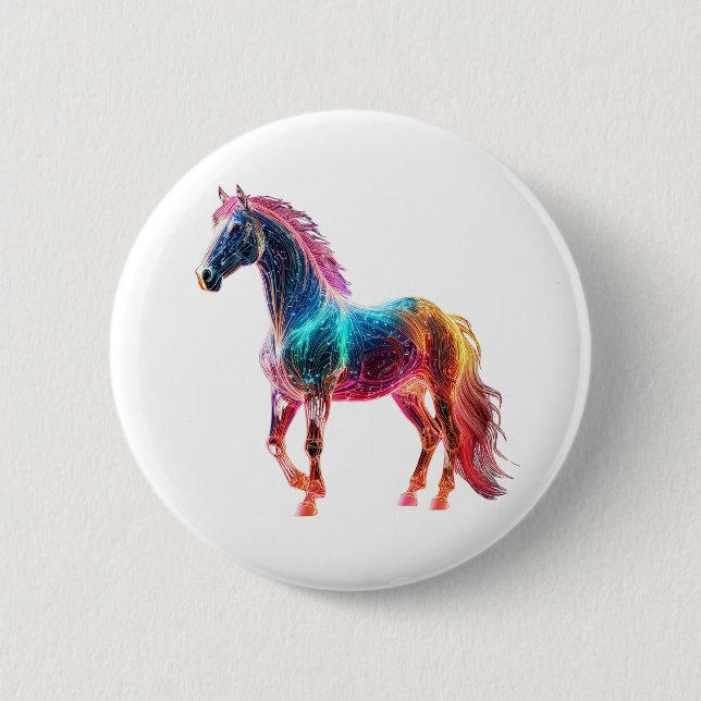 Badge Rond 5 Cm Cheval Majestic (Devant)