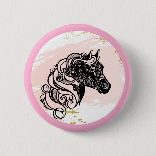 Badge Rond 5 Cm Cheval Mandala Entendu