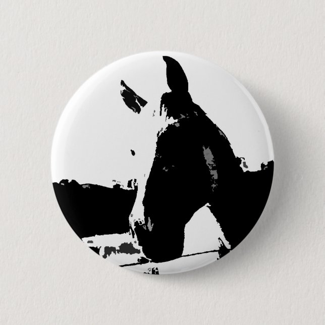 Badge Rond 5 Cm Cheval noir et blanc (Devant)