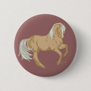 Badge Rond 5 Cm Cheval Palomino
