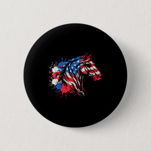 Badge Rond 5 Cm Cheval patriotique drapeau américain éclaboussure