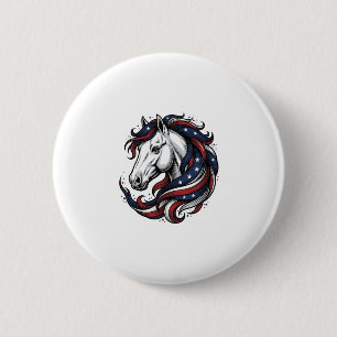 Badge Rond 5 Cm Cheval Patriotique Gravure Vintage Art Vectoriel