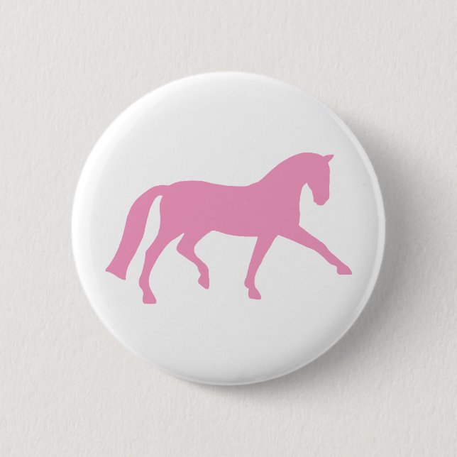 Badge Rond 5 Cm Cheval prolongé de dressage de trot (rose) (Devant)