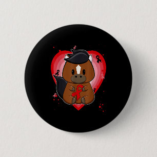 Badge Rond 5 Cm Cheval Pur-Sang Avec Ruban Maladie Cardiaque Sensi