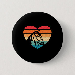 Badge Rond 5 Cm Cheval Rétro Coeur Horseback équitation Cheval Lov
