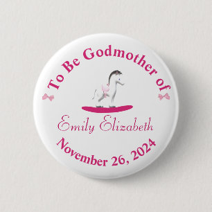 Badge Rond 5 Cm Cheval rocheux rose et blanc