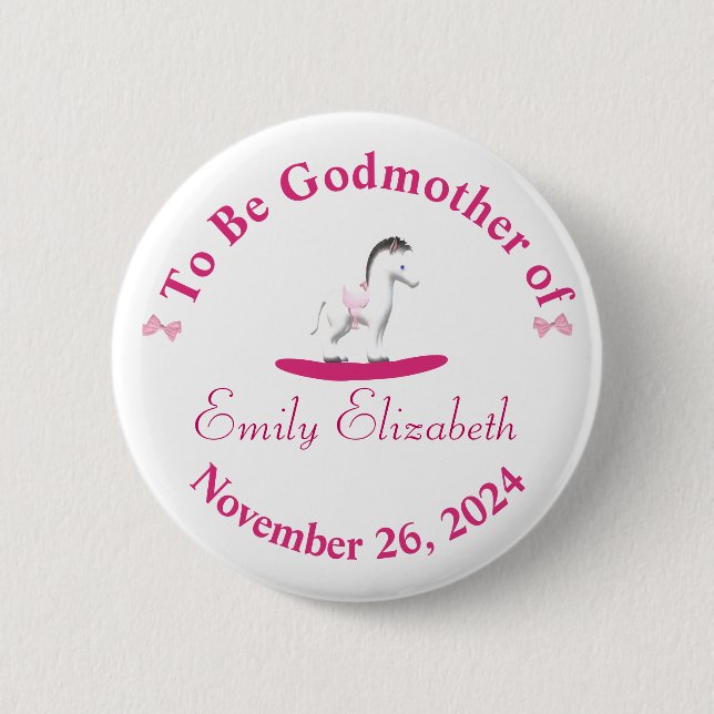 Badge Rond 5 Cm Cheval rocheux rose et blanc (Devant)