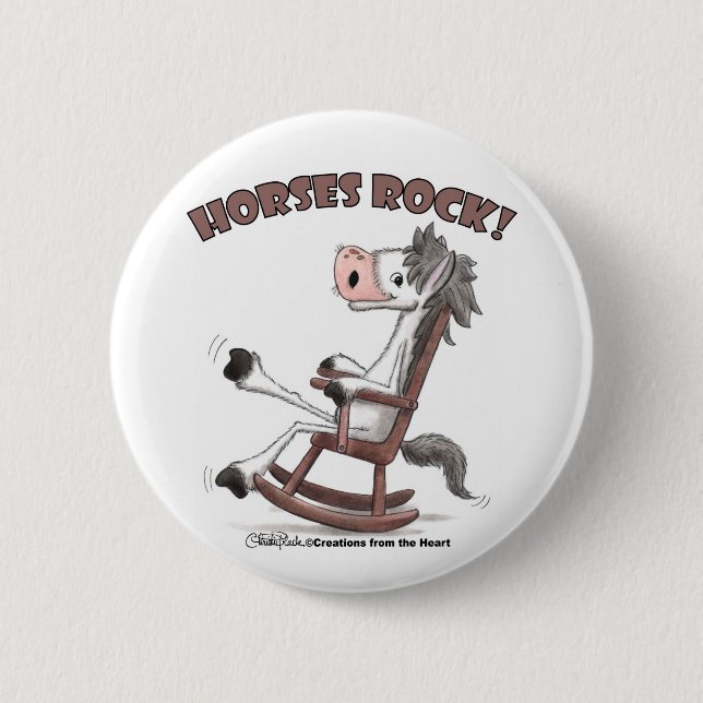 Badge Rond 5 Cm Cheval Rock ! (Devant)