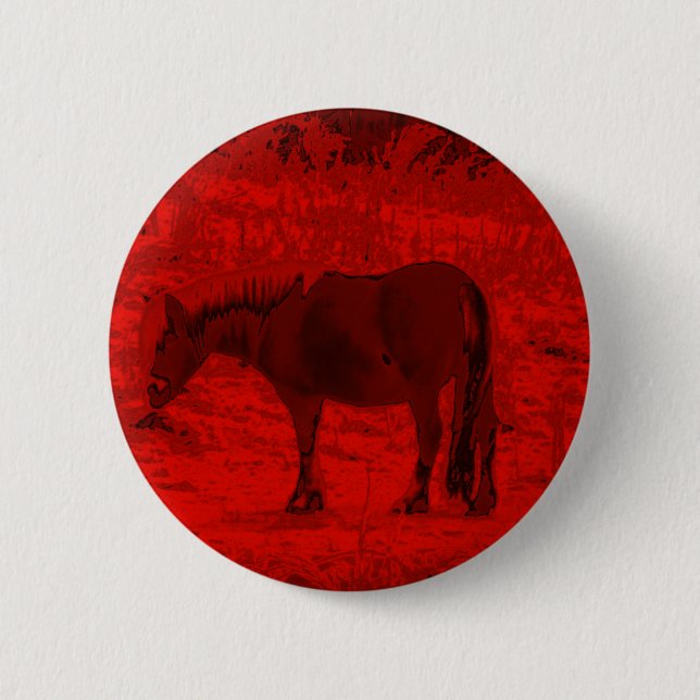 Badge Rond 5 Cm Cheval Rouge (Devant)