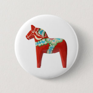 Badge Rond 5 Cm Cheval rouge de Dala de Suédois