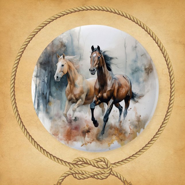 Badge Rond 5 Cm Cheval sauvage de l'Ouest (Créateur téléchargé)