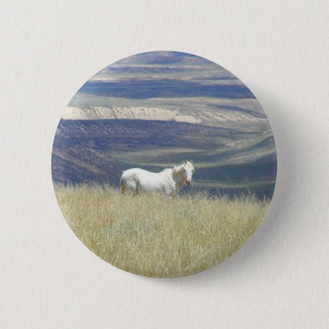 Badge Rond 5 Cm Cheval sauvage libre né de mustang (Devant)